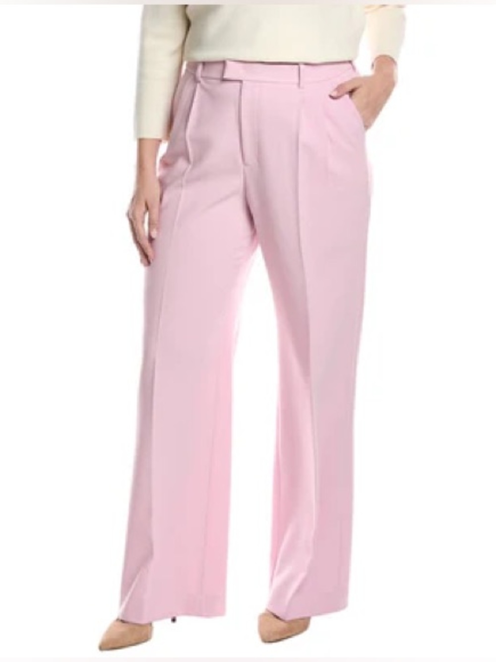 NWT Nicole Miller New York High Waisted, Wide Leg Trouser in Pink Size 4